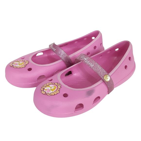 Crocs Keeley Flats Disney Princess Aurora Pink Ballet Flats Girls 1 Ballerina - Picture 2 of 8